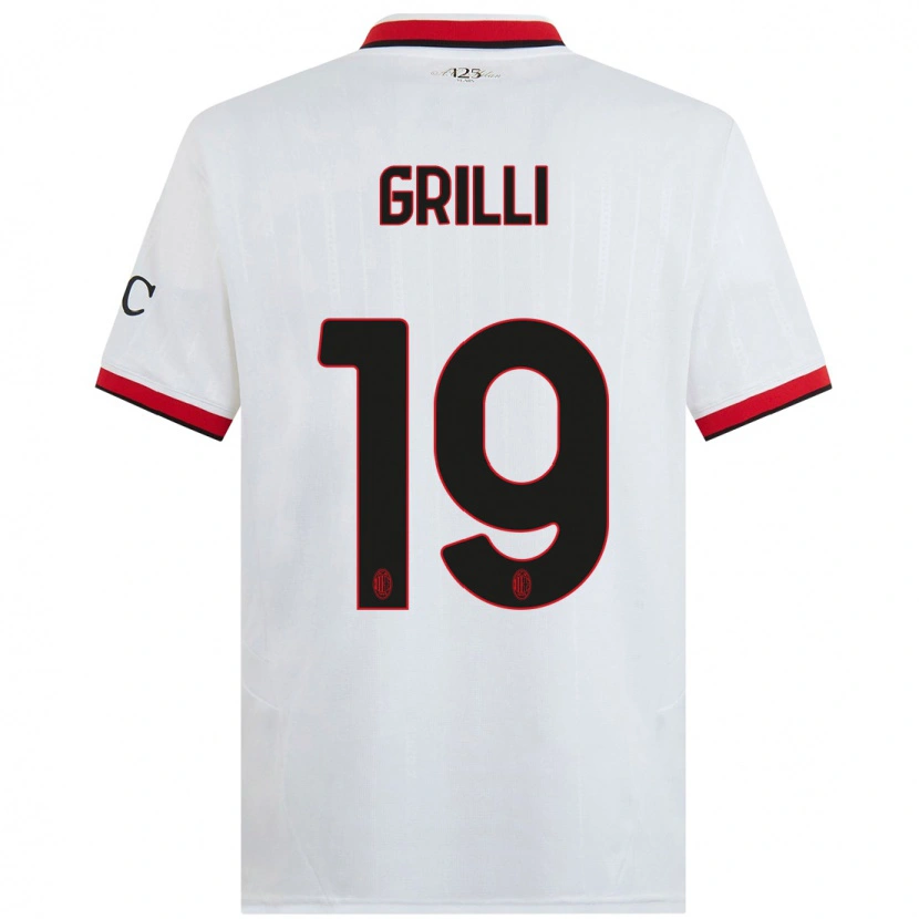 Danxen Niño Camiseta Lorenzo Grilli #19 Blanco Negro Rojo 2ª Equipación 2024/25 La Camisa