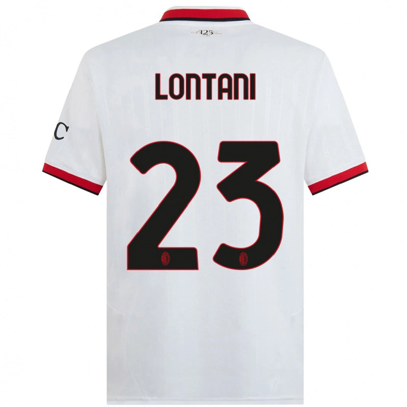 Danxen Niño Camiseta Simone Lontani #23 Blanco Negro Rojo 2ª Equipación 2024/25 La Camisa