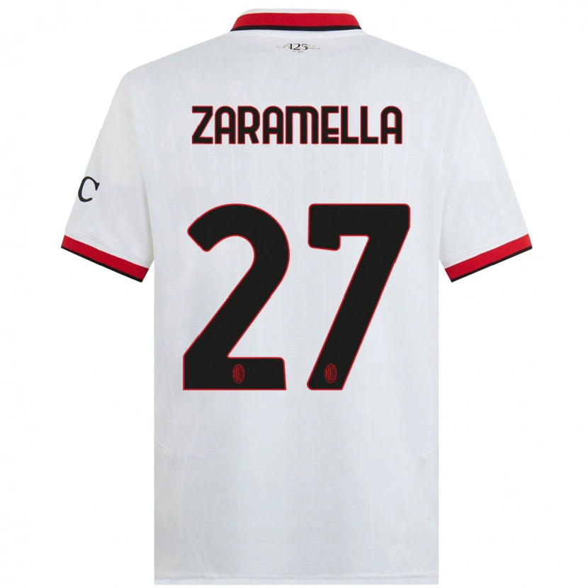 Danxen Niño Camiseta Mattia Zaramella #27 Blanco Negro Rojo 2ª Equipación 2024/25 La Camisa