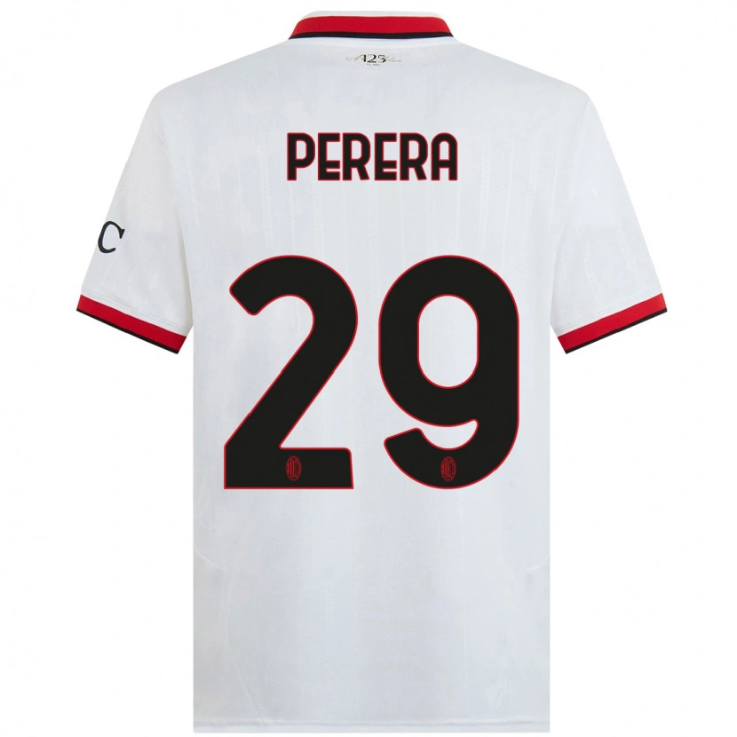 Danxen Niño Camiseta Nirash Perera #29 Blanco Negro Rojo 2ª Equipación 2024/25 La Camisa