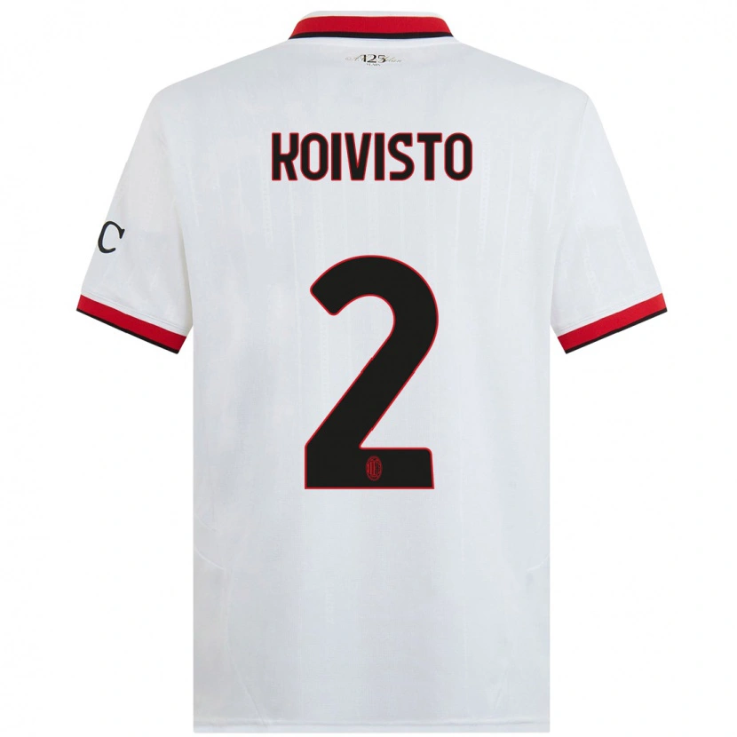 Danxen Niño Camiseta Emma Koivisto #2 Blanco Negro Rojo 2ª Equipación 2024/25 La Camisa