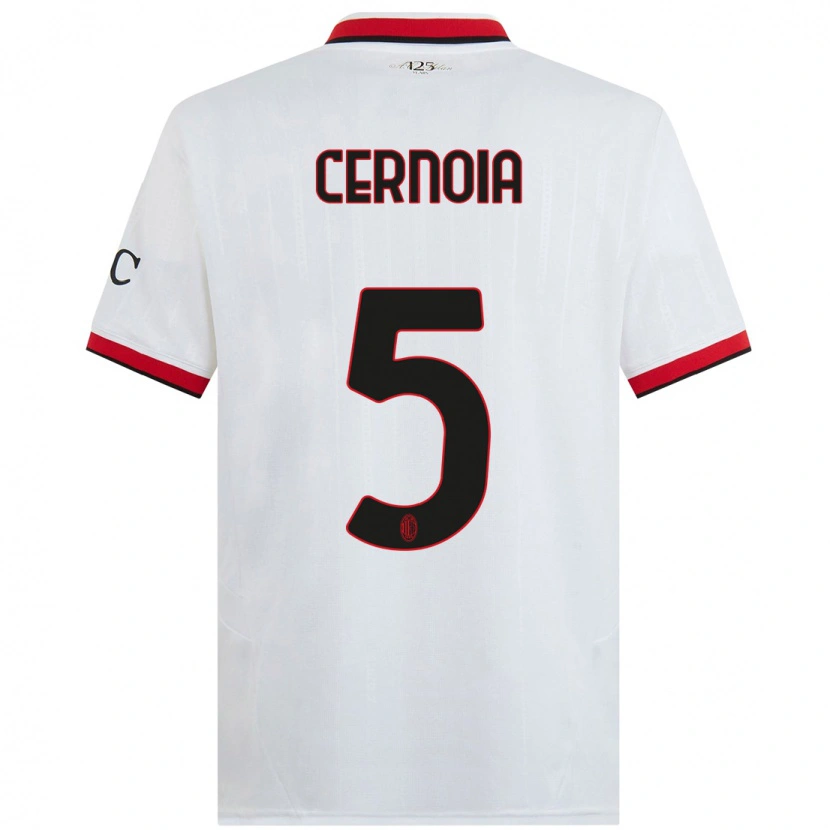 Danxen Niño Camiseta Valentina Cernoia #5 Blanco Negro Rojo 2ª Equipación 2024/25 La Camisa