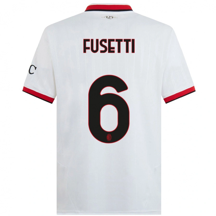 Danxen Niño Camiseta Laura Fusetti #6 Blanco Negro Rojo 2ª Equipación 2024/25 La Camisa