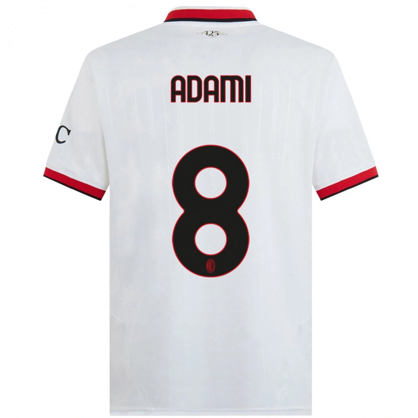 Danxen Niño Camiseta Greta Adami #8 Blanco Negro Rojo 2ª Equipación 2024/25 La Camisa