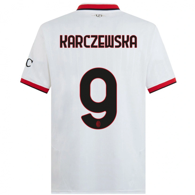 Danxen Niño Camiseta Nikola Karczewska #9 Blanco Negro Rojo 2ª Equipación 2024/25 La Camisa