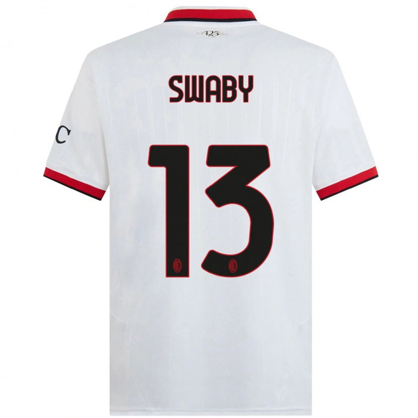 Danxen Niño Camiseta Allyson Swaby #13 Blanco Negro Rojo 2ª Equipación 2024/25 La Camisa