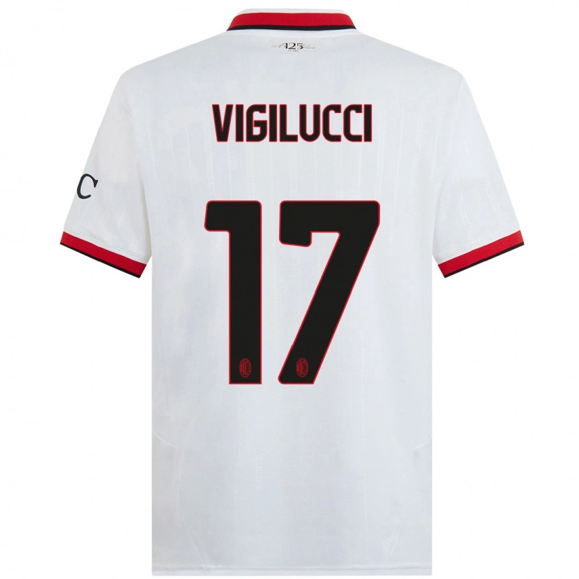 Danxen Niño Camiseta Valery Vigilucci #17 Blanco Negro Rojo 2ª Equipación 2024/25 La Camisa