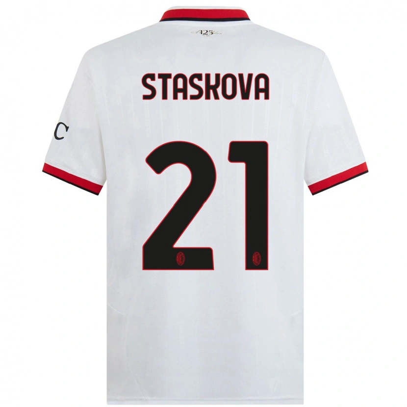 Danxen Niño Camiseta Andrea Stašková #21 Blanco Negro Rojo 2ª Equipación 2024/25 La Camisa