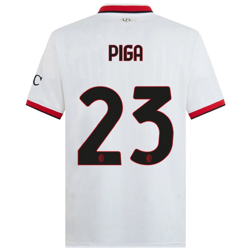 Danxen Niño Camiseta Julie Piga #23 Blanco Negro Rojo 2ª Equipación 2024/25 La Camisa