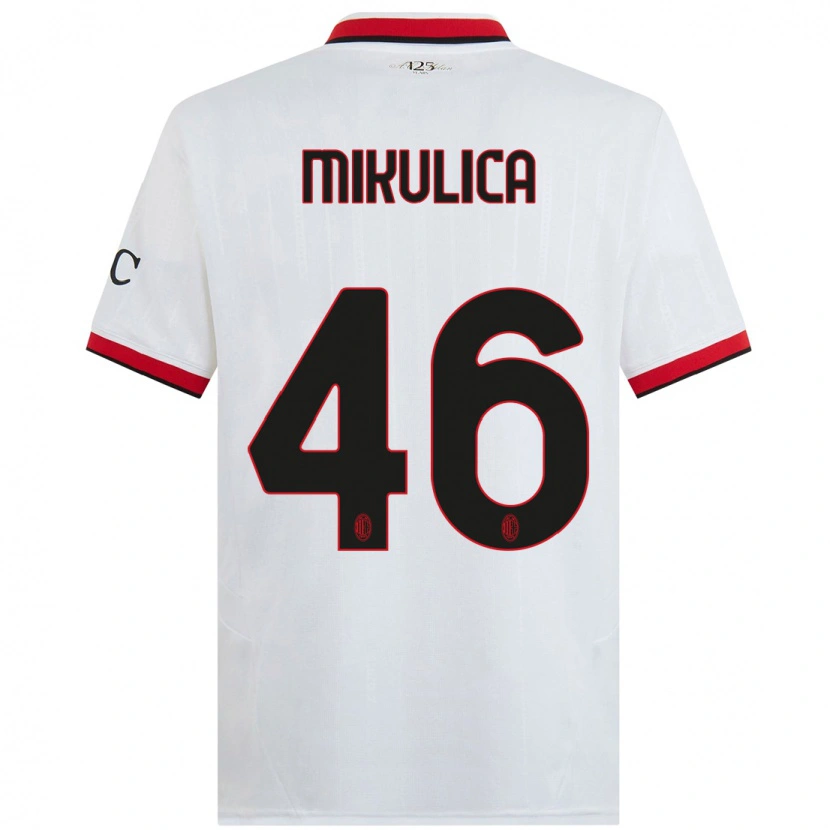 Danxen Niño Camiseta Petra Mikulica #46 Blanco Negro Rojo 2ª Equipación 2024/25 La Camisa