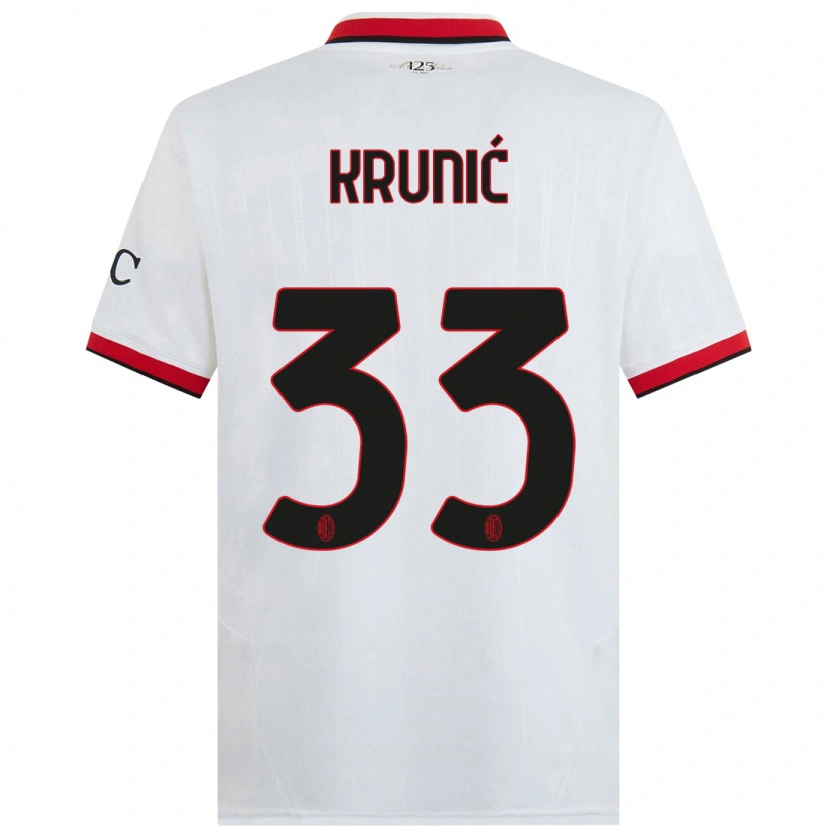 Danxen Niño Camiseta Rade Krunic #33 Blanco Negro Rojo 2ª Equipación 2024/25 La Camisa