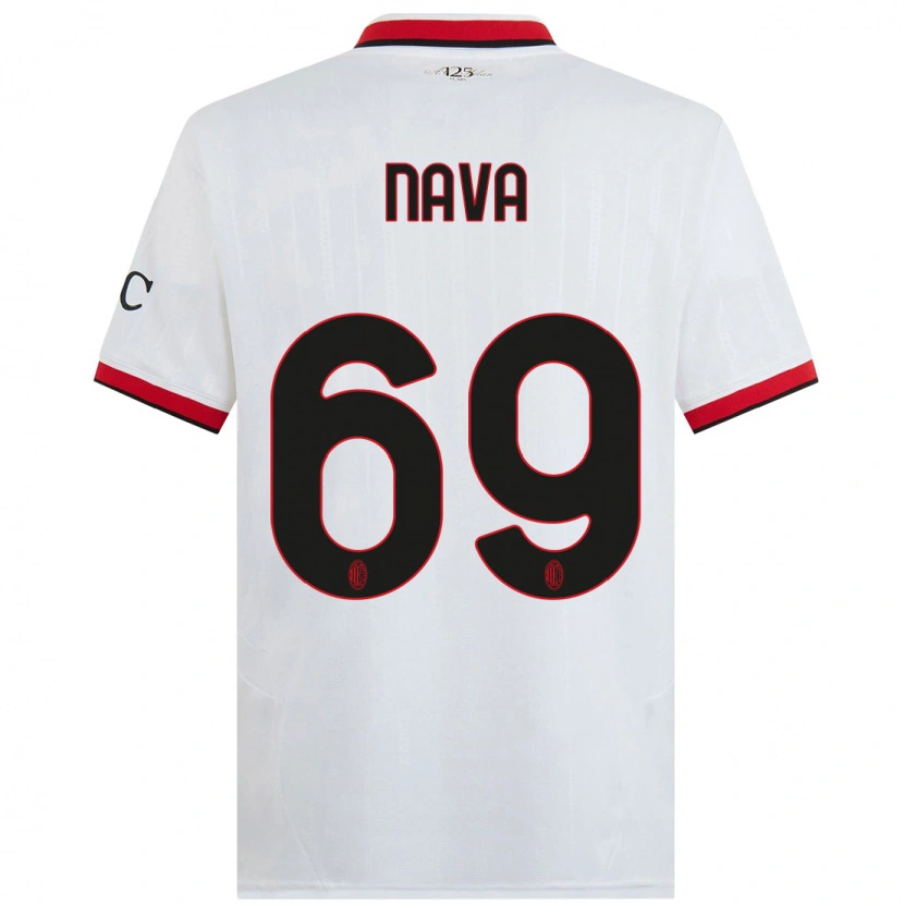 Danxen Niño Camiseta Lapo Nava #69 Blanco Negro Rojo 2ª Equipación 2024/25 La Camisa