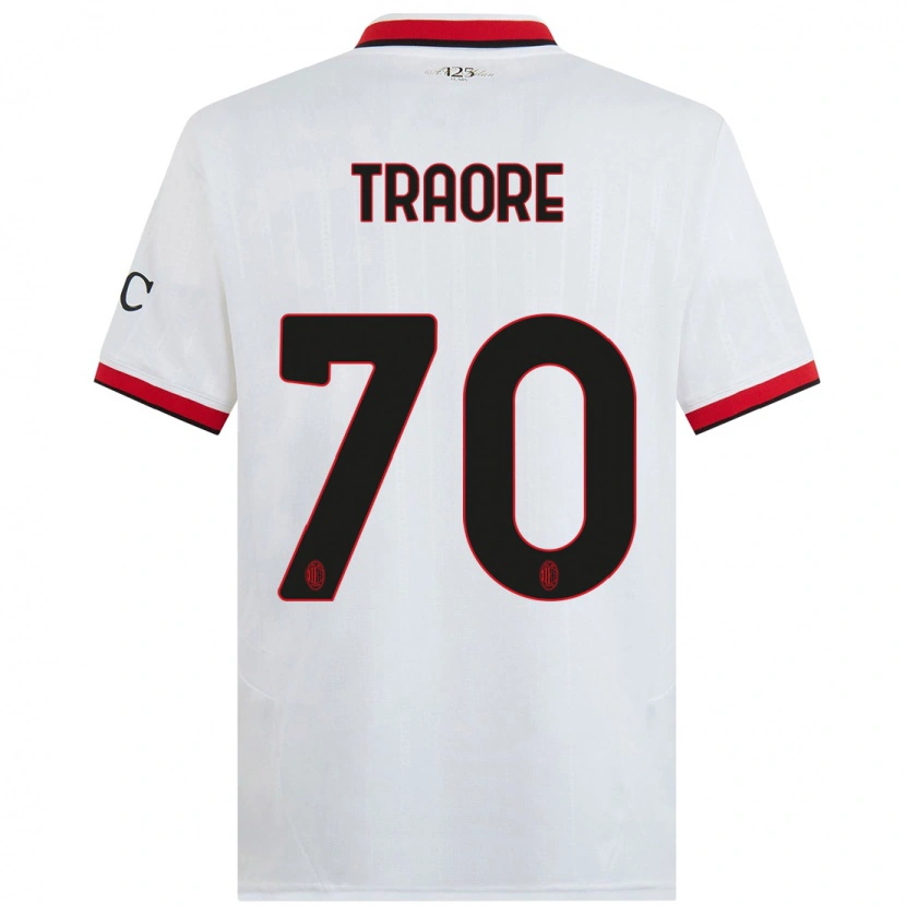 Danxen Niño Camiseta Chaka Traorè #70 Blanco Negro Rojo 2ª Equipación 2024/25 La Camisa