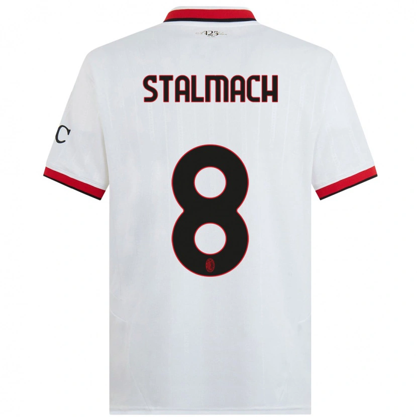 Danxen Niño Camiseta Dariusz Stalmach #8 Blanco Negro Rojo 2ª Equipación 2024/25 La Camisa