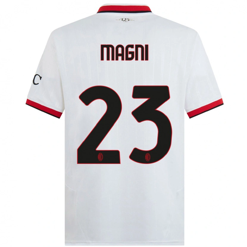 Danxen Niño Camiseta Vittorio Magni #23 Blanco Negro Rojo 2ª Equipación 2024/25 La Camisa