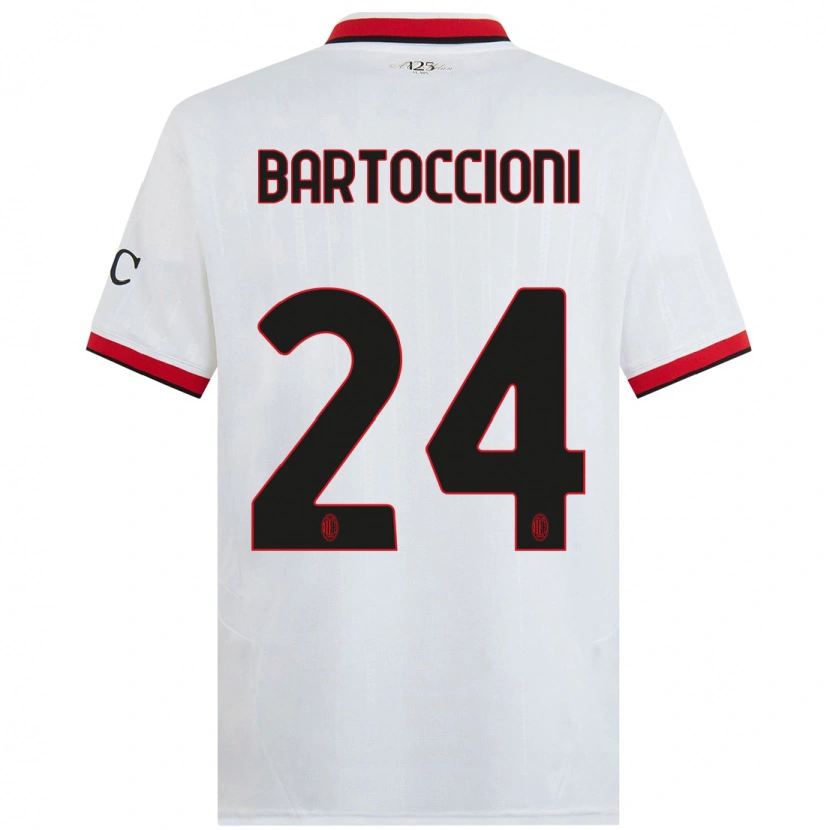 Danxen Niño Camiseta Andrea Bartoccioni #24 Blanco Negro Rojo 2ª Equipación 2024/25 La Camisa