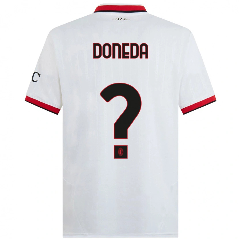 Danxen Niño Camiseta Paolo Doneda #0 Blanco Negro Rojo 2ª Equipación 2024/25 La Camisa