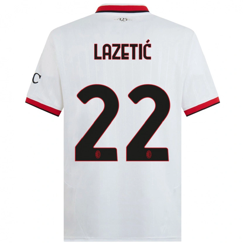 Danxen Niño Camiseta Marko Lazetic #22 Blanco Negro Rojo 2ª Equipación 2024/25 La Camisa