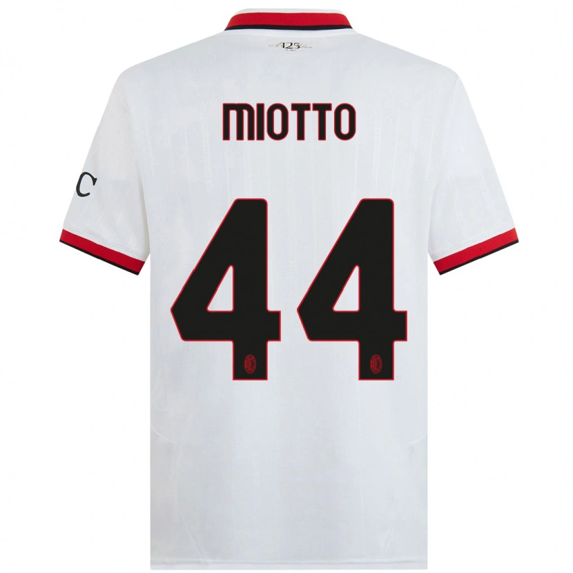 Danxen Niño Camiseta Giorgia Miotto #44 Blanco Negro Rojo 2ª Equipación 2024/25 La Camisa