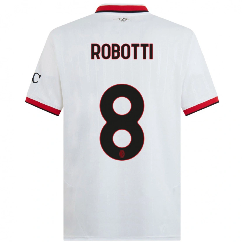 Danxen Niño Camiseta Giovanni Robotti #8 Blanco Negro Rojo 2ª Equipación 2024/25 La Camisa