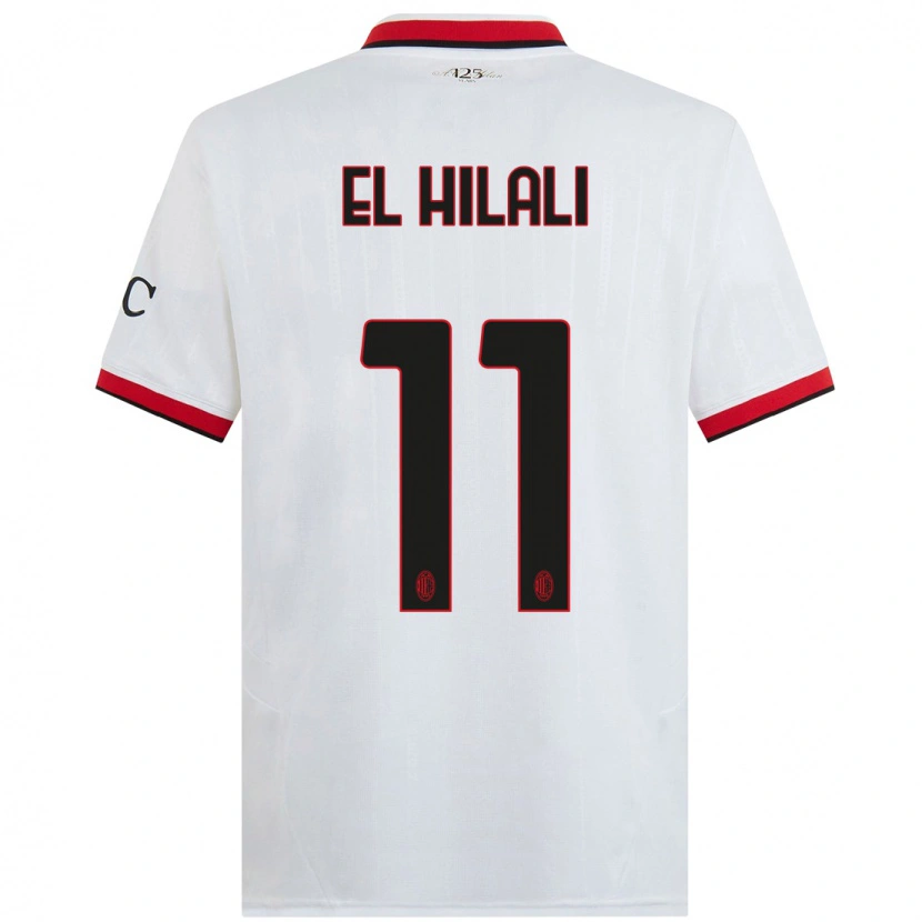 Danxen Niño Camiseta Youns El Hilali #11 Blanco Negro Rojo 2ª Equipación 2024/25 La Camisa