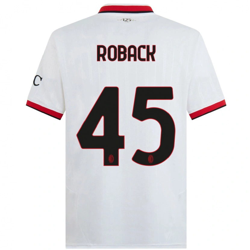 Danxen Niño Camiseta Emil Roback #45 Blanco Negro Rojo 2ª Equipación 2024/25 La Camisa