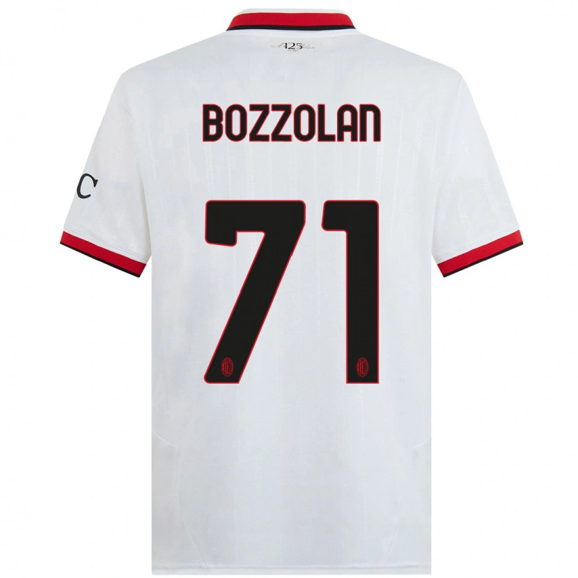 Danxen Niño Camiseta Andrea Bozzolan #71 Blanco Negro Rojo 2ª Equipación 2024/25 La Camisa