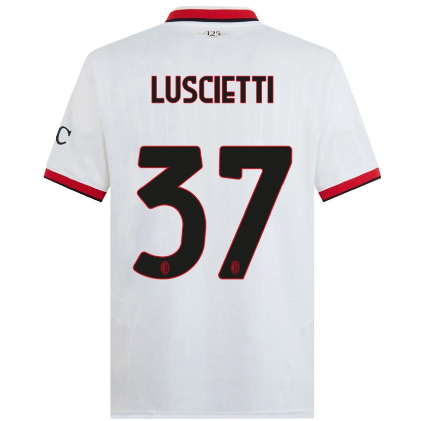 Danxen Niño Camiseta Abebe Luscietti #37 Blanco Negro Rojo 2ª Equipación 2024/25 La Camisa