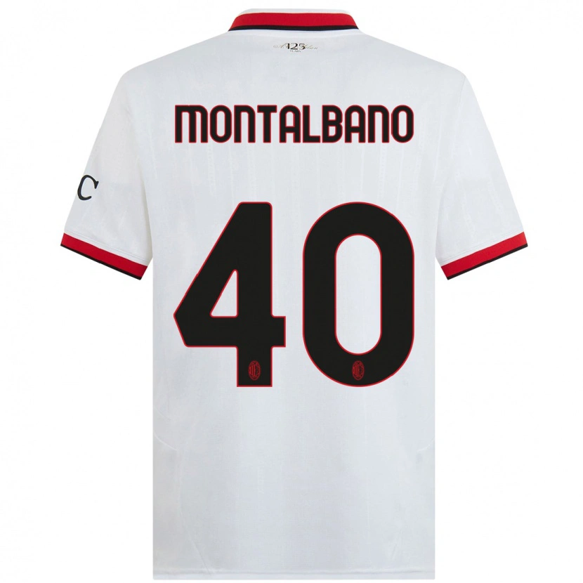 Danxen Niño Camiseta Nicolo Montalbano #40 Blanco Negro Rojo 2ª Equipación 2024/25 La Camisa