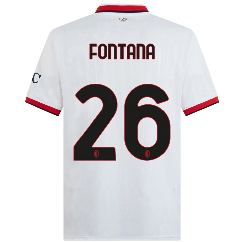 Danxen Niño Camiseta Francesco Fontana #26 Blanco Negro Rojo 2ª Equipación 2024/25 La Camisa