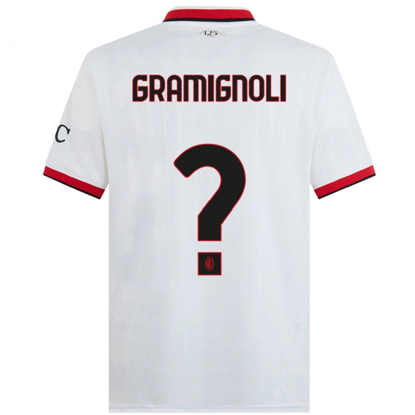 Danxen Niño Camiseta Luca Gramignoli #0 Blanco Negro Rojo 2ª Equipación 2024/25 La Camisa