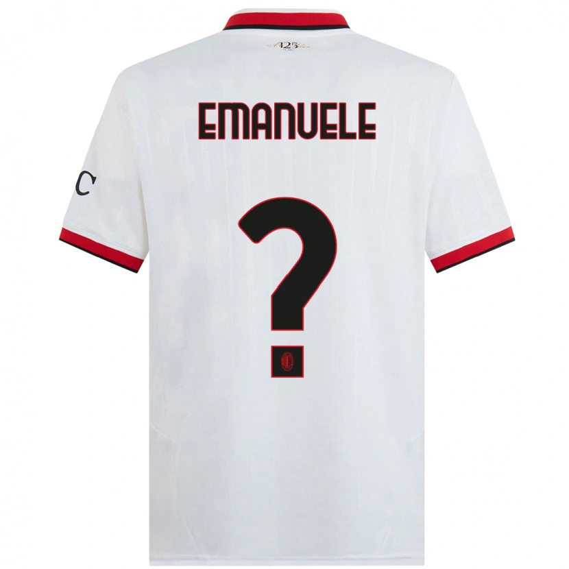 Danxen Niño Camiseta Emanuele Benedetti #0 Blanco Negro Rojo 2ª Equipación 2024/25 La Camisa