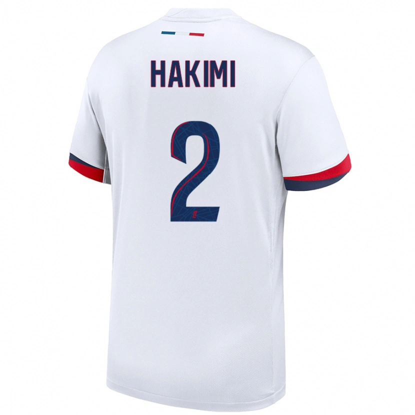 Danxen Niño Camiseta Achraf Hakimi #2 Blanco Azul Rojo 2ª Equipación 2024/25 La Camisa