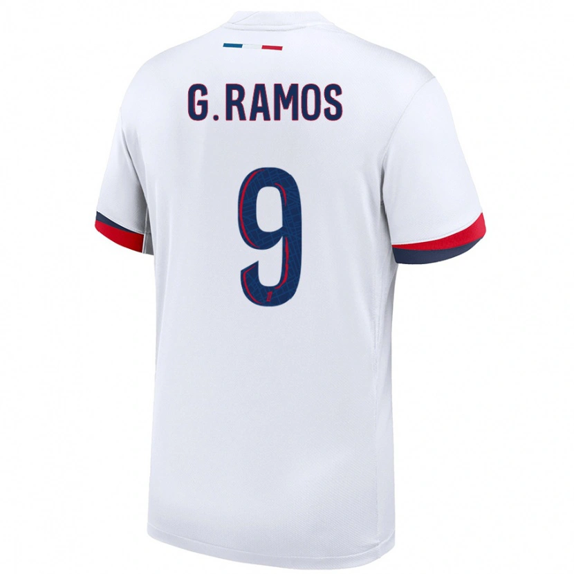 Danxen Niño Camiseta Gonçalo Ramos #9 Blanco Azul Rojo 2ª Equipación 2024/25 La Camisa