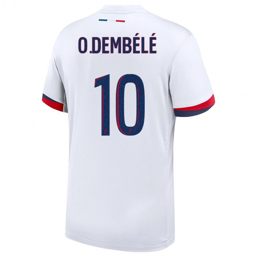 Danxen Niño Camiseta Ousmane Dembélé #10 Blanco Azul Rojo 2ª Equipación 2024/25 La Camisa