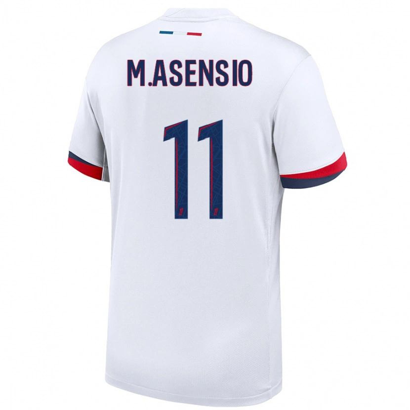 Danxen Niño Camiseta Marco Asensio #11 Blanco Azul Rojo 2ª Equipación 2024/25 La Camisa