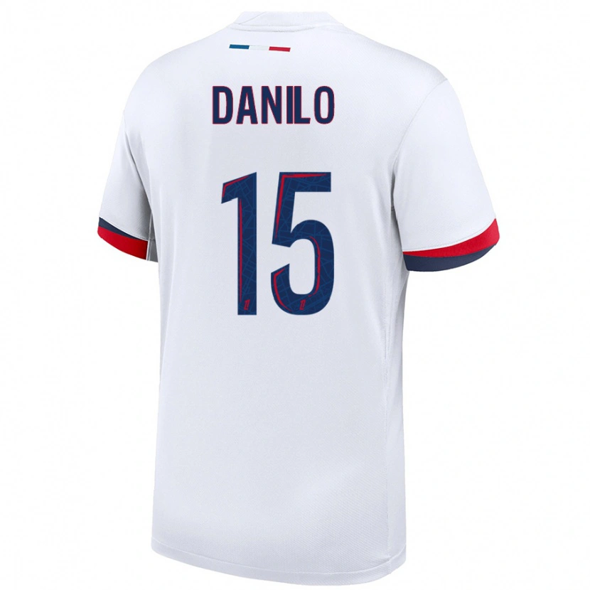 Danxen Niño Camiseta Danilo Pereira #15 Blanco Azul Rojo 2ª Equipación 2024/25 La Camisa