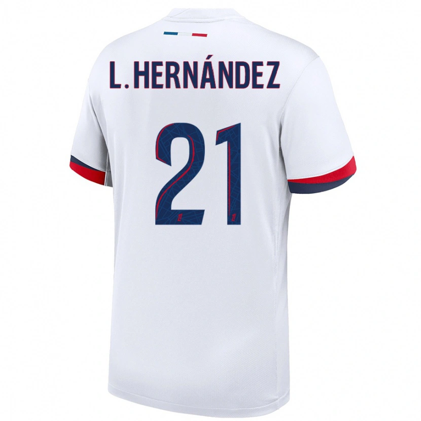 Danxen Niño Camiseta Lucas Hernández #21 Blanco Azul Rojo 2ª Equipación 2024/25 La Camisa