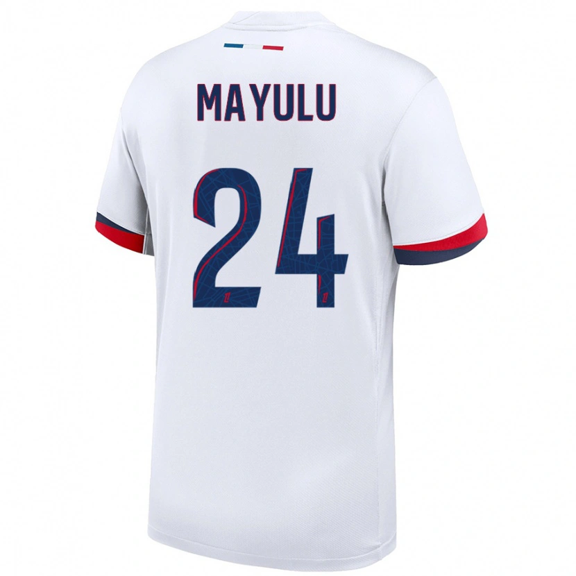 Danxen Niño Camiseta Senny Mayulu #24 Blanco Azul Rojo 2ª Equipación 2024/25 La Camisa