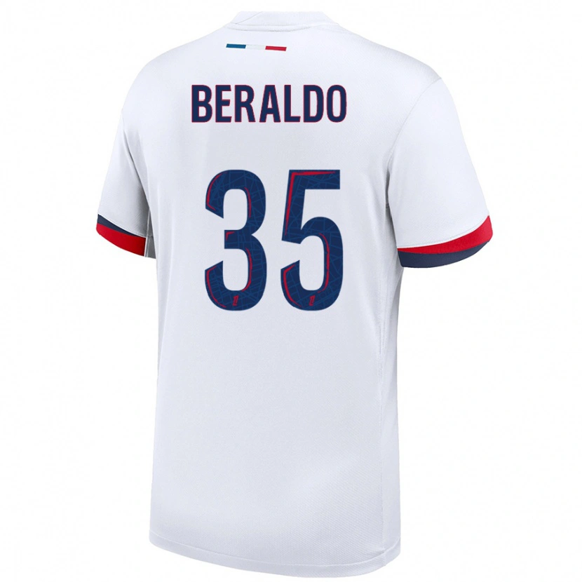 Danxen Niño Camiseta Lucas Beraldo #35 Blanco Azul Rojo 2ª Equipación 2024/25 La Camisa