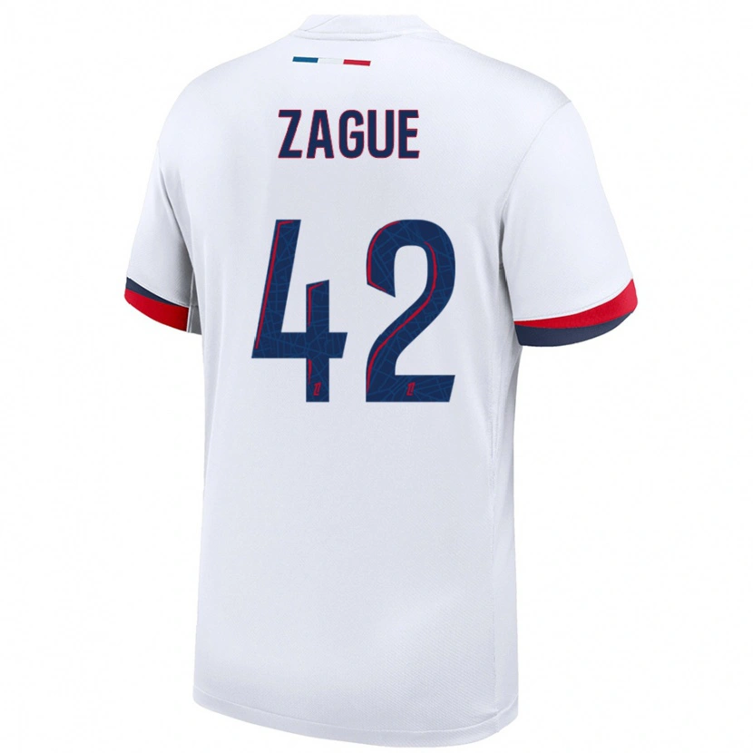 Danxen Niño Camiseta Yoram Zague #42 Blanco Azul Rojo 2ª Equipación 2024/25 La Camisa