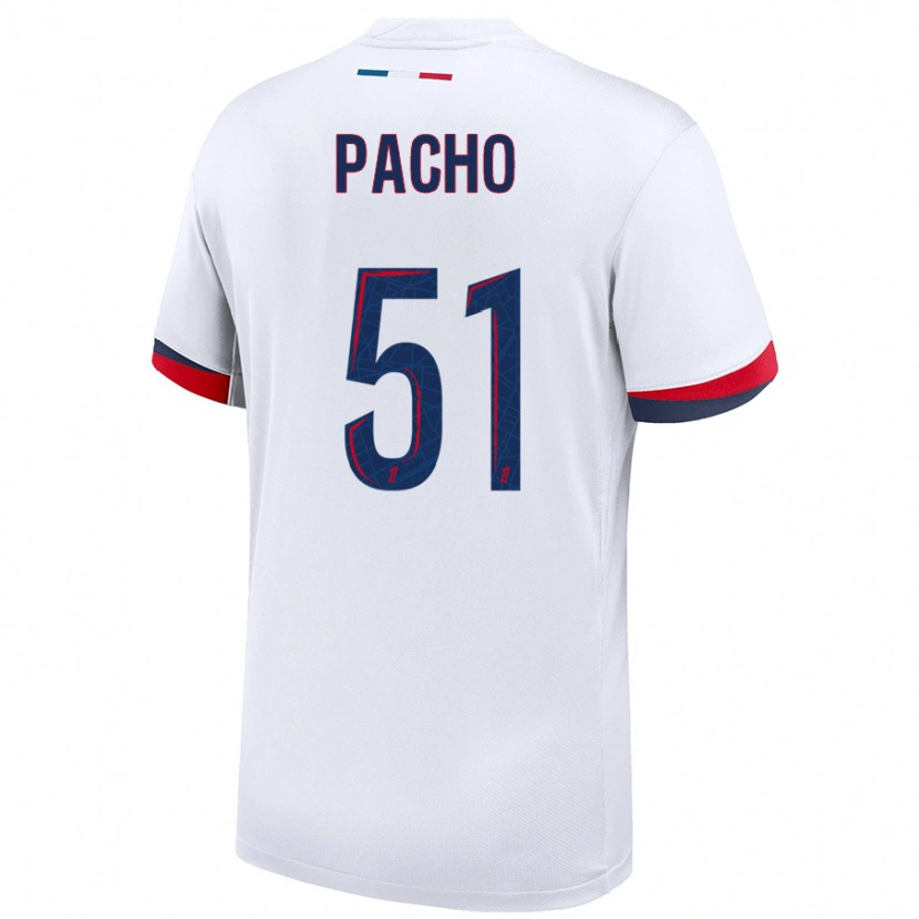 Danxen Niño Camiseta Willian Pacho #51 Blanco Azul Rojo 2ª Equipación 2024/25 La Camisa