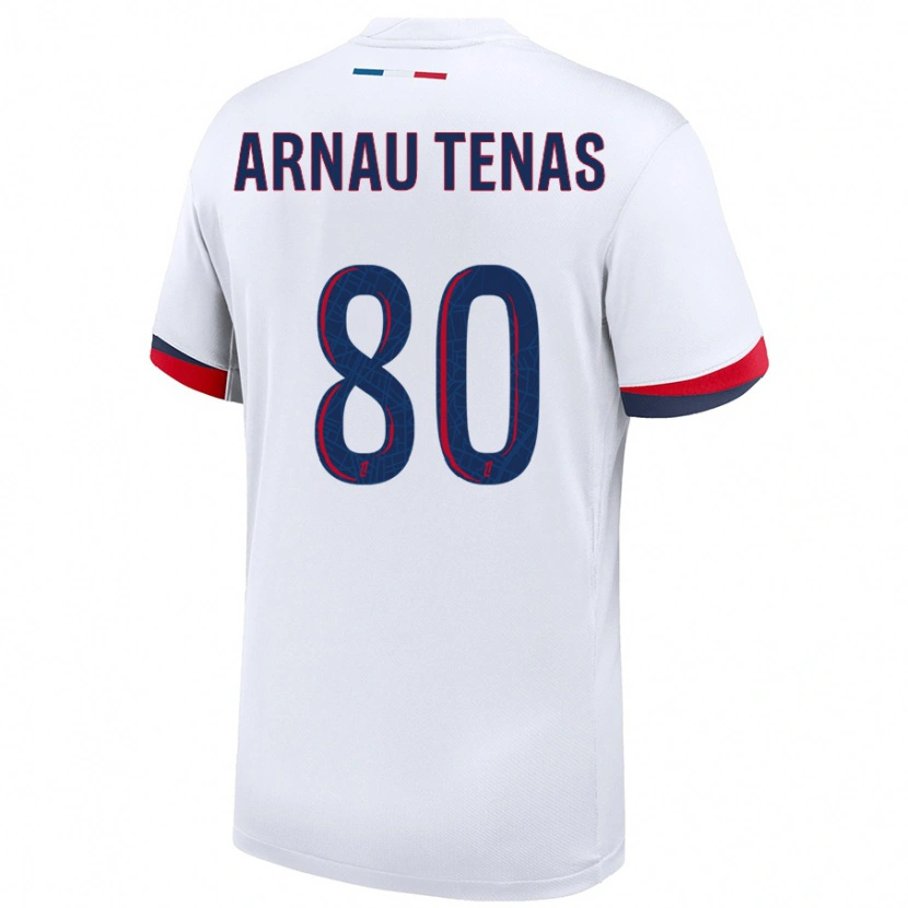 Danxen Niño Camiseta Arnau Tenas #80 Blanco Azul Rojo 2ª Equipación 2024/25 La Camisa