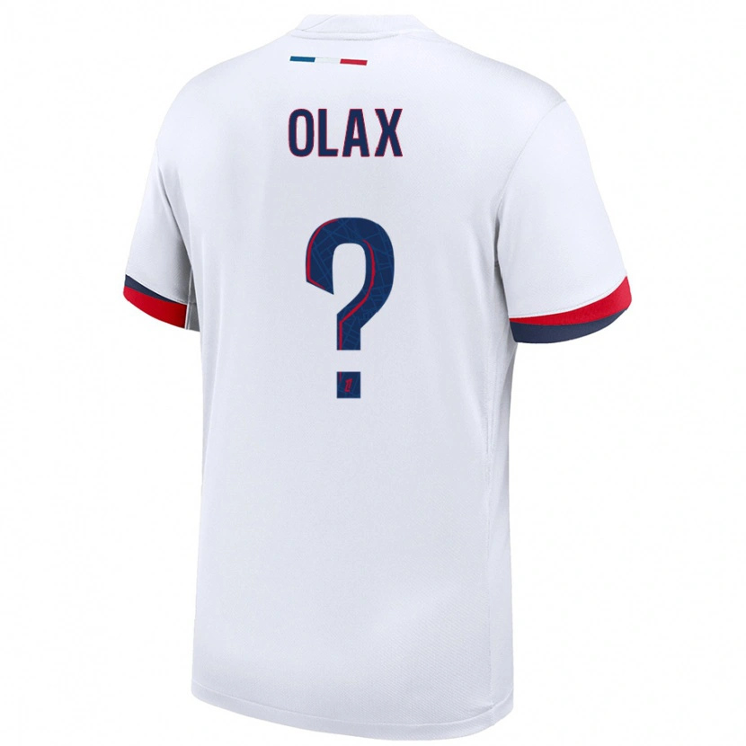 Danxen Niño Camiseta Djamy Olax #0 Blanco Azul Rojo 2ª Equipación 2024/25 La Camisa