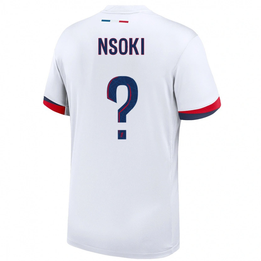 Danxen Niño Camiseta Noah Nsoki #0 Blanco Azul Rojo 2ª Equipación 2024/25 La Camisa