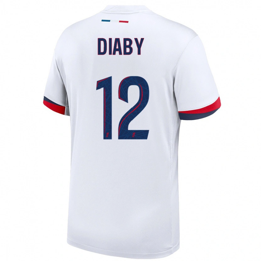 Danxen Niño Camiseta Ibrahima Diaby #12 Blanco Azul Rojo 2ª Equipación 2024/25 La Camisa