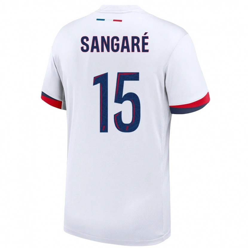 Danxen Niño Camiseta Mahamadou Sangaré #15 Blanco Azul Rojo 2ª Equipación 2024/25 La Camisa