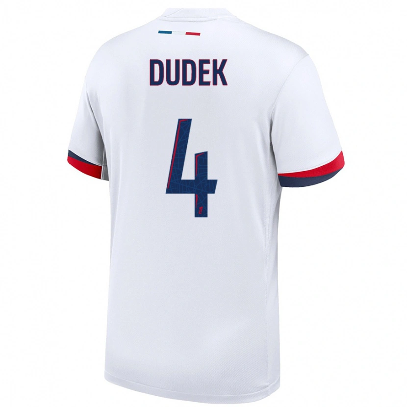 Danxen Niño Camiseta Paulina Dudek #4 Blanco Azul Rojo 2ª Equipación 2024/25 La Camisa