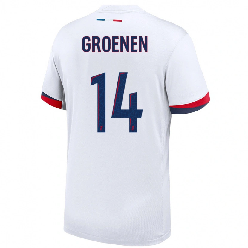 Danxen Niño Camiseta Jackie Groenen #14 Blanco Azul Rojo 2ª Equipación 2024/25 La Camisa