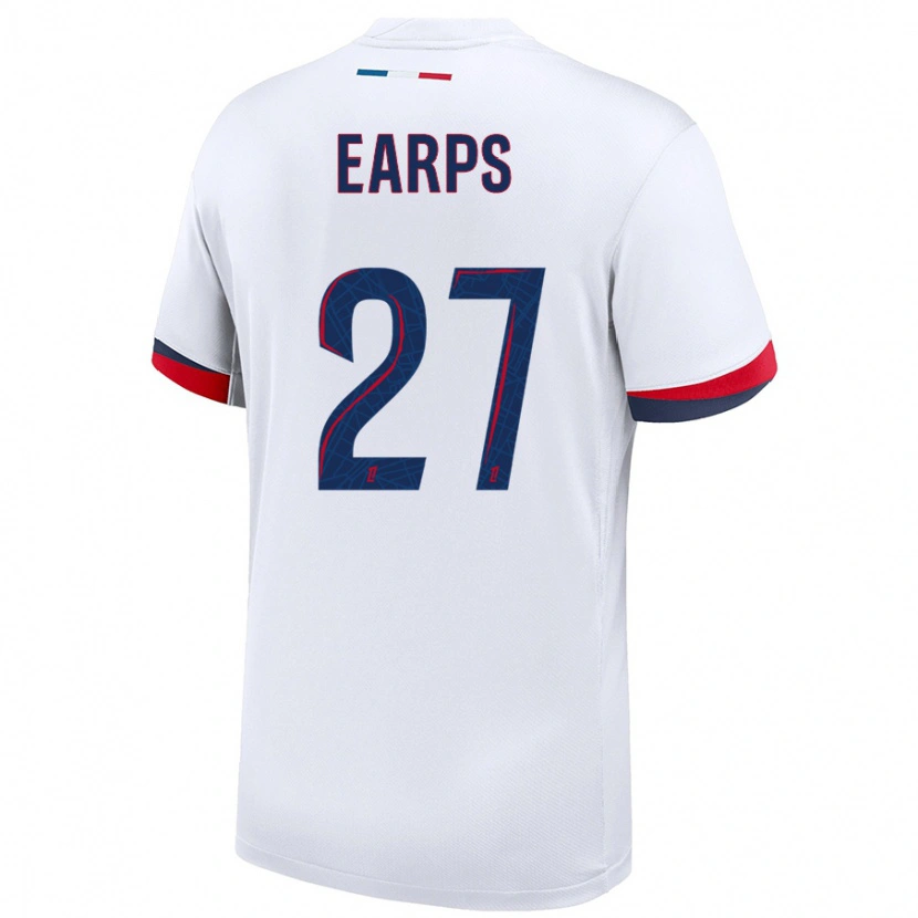 Danxen Niño Camiseta Mary Earps #27 Blanco Azul Rojo 2ª Equipación 2024/25 La Camisa